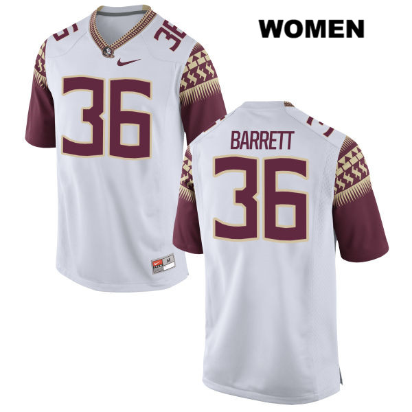 Women's NCAA Nike Florida State Seminoles #36 Brandon Barrett College White Stitched Authentic Football Jersey DSQ7769ES